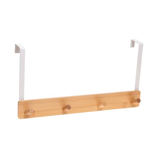 Simplify White Over the Door Bamboo 4 Hook